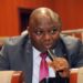Liberian lawmaker Nehker Gaye speaking during a House of Representatives meeting with diplomats in Monrovia.