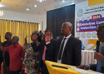 New leadership of the National Civil Society Council of Liberia during induction ceremony in Monrovia.