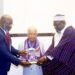 Former President Ellen Johnson Sirleaf receives a legislative citation from the Liberian House of Representatives.
