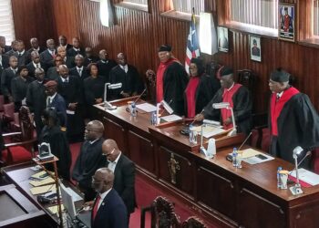 Liberia Supreme Court justices during the March 2026 term session in Monrovia