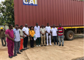 Medical supplies container delivered to JJ Dossen Hospital in Maryland County