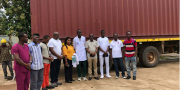 Medical supplies container delivered to JJ Dossen Hospital in Maryland County