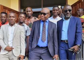 Tweah and his legal team exits courtroom during Tweah trial as defense challenges prosecution witness testimony in Liberia