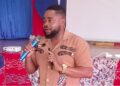 Assistant Minister Emmanuel Wheinyue speaking on decentralization reforms in Gbarnga