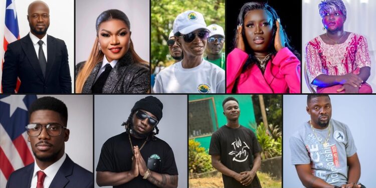 A collage of young Liberian creatives and students gathered during a community or educational session representing the country’s creative sector