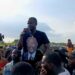 Sekou Kalasco Damaro addresses crowd of supporters during petition rally in Margibi County