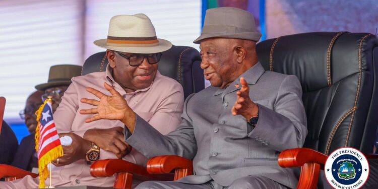President Boakai and Sierra Leone President at Western Corridor Road groundbreaking
