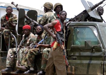 Armed fighters during Liberia civil war