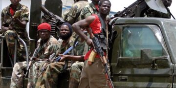 Armed fighters during Liberia civil war