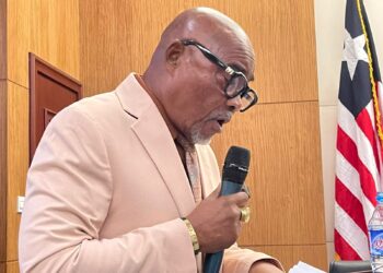 Liberian lawmaker speaks during debate on House expansion proposal