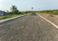 Road construction project in Margibi County showing reduced width