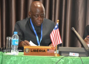 Chief Justice Yamie Gbeisay at ECOWAS meeting calling for enforcement of court rulings