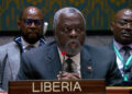 Liberia’s UN ambassador speaking at international meeting