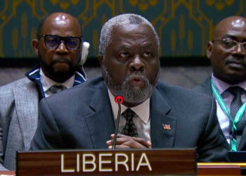 Liberia’s UN ambassador speaking at international meeting