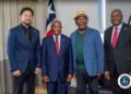 President Boakai with officials during California visit