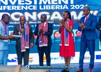 President Boakai speaking at National Fisheries Investment Conference 2026 in Liberia