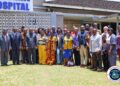 President Boakai with officials at JFK Medical Center launching ear and hearing healthcare project in Liberia