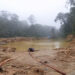 Illegal mining site inside Sapo National Park highlighting environmental damage and enforcement action in Liberia
