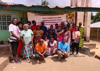 Group of women farmers in Bomi County gathered during a legal rights training session on land ownership and empowerment