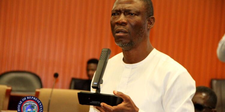 Liberian lawmaker Yekeh Kolubah speaking during a legislative session at the Capitol