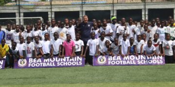 Young footballers gathered for Bea Mountain Football School scouting program in Monrovia