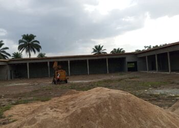 Partially completed agricultural mechanization hub in Gobrfelah Community, Margibi County
