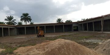Partially completed agricultural mechanization hub in Gobrfelah Community, Margibi County