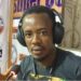 Liberian journalist Nukanah Kollie during radio broadcast