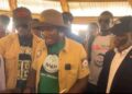 Speaker Richard Nagbe Koon listens to Student Unification Party leaders presenting reform demands for the University of Liberia.