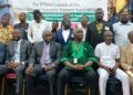 Finance Minister Augustine Ngafuan, Central Bank Governor Henry Saamoi and students attend the launch of the Liberia National Economic Student Hub at the University of Liberia.