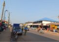 A busy Monrovia street scene illustrating daily economic life and the struggle for survival in Liberia.