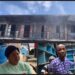 Charred shops and traders surveying damage after Red Light Market fire in Paynesville, Liberia