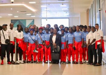Liberia’s U-17 women’s national football team before departing for Ghana ahead of FIFA World Cup qualifiers.