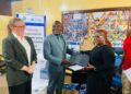 Officials from the United Nations, Sweden and the Liberia National Bar Association during a donation ceremony supporting Liberia’s transitional justice efforts.