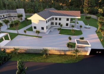 Aerial rendering of Liberia’s first tourism TVET school under construction in Robertsport