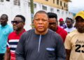 STAND Chairman Mulbah Morlu at protest coalition launch in Monrovia
