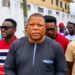 STAND Chairman Mulbah Morlu at protest coalition launch in Monrovia