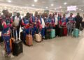 Liberia’s U-23 Deaf Football Team at the airport before departing for Serbia