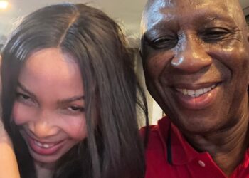 Sam Jackson pictured with Toni Khumal Jackson in a personal photo
