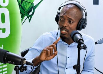 Labour activist George Sahr Tengbeh speaking during a radio interview in Monrovia
