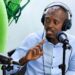Labour activist George Sahr Tengbeh speaking during a radio interview in Monrovia
