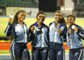 Liberian women athletes displaying silver medals at the African Senior Athletics Championships in Ghana