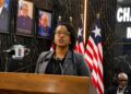 NPHIL Interim Director General Sia Wata Camanor addresses a press briefing in Monrovia on Liberia’s disease surveillance and Ebola preparedness efforts.