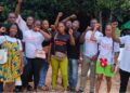 Youth participants in Bong County during a civic engagement and democratic participation campaign organized under ActionAid Liberia's Youth AHEAD Project.