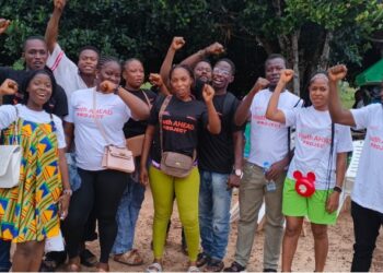 Youth participants in Bong County during a civic engagement and democratic participation campaign organized under ActionAid Liberia's Youth AHEAD Project.