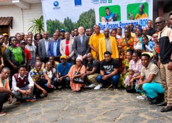 Beneficiaries and stakeholders attend the closing ceremony of the Blue Oceans Program in Monrovia after six years of coastal conservation and community development efforts.