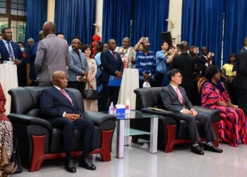 President Joseph Nyuma Boakai and Chinese Ambassador Yin Chengwu attend a reception at the Chinese Embassy in Monrovia marking the 105th anniversary of the founding of the Communist Party of China.
