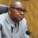 Justice Minister Oswald Tweh addresses reporters on the US$19 million cocaine seizure investigation in Monrovia.