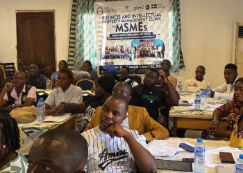 Business owners participate in the Business and Intellectual Property Management Clinic organized by LIPO and UNIDO in Bong County.