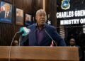 Governance Commission Acting Chairman Alaric K. Tokpa speaks at a press briefing announcing a national dialogue on constitutional reform in Liberia.